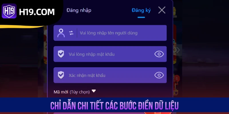 Chỉ dẫn chi tiết các bước điền dữ liệu